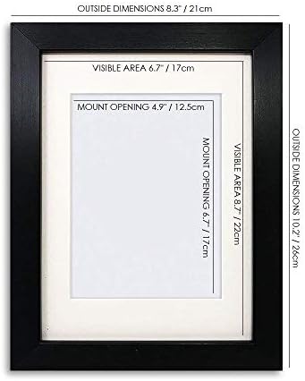 REAL GLASS 9x7" For 7x5" Frame With Mount - 7x5 inch Picture Frame With Mount - Thin Black Oxford Premium Photo Frame With Soft Cream Mount