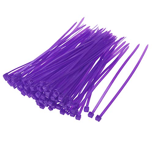 uxcell Nylon Cable Ties 4 Inch Self-Locking Zip Ties 0.09 Inch Width Purple 100pcs