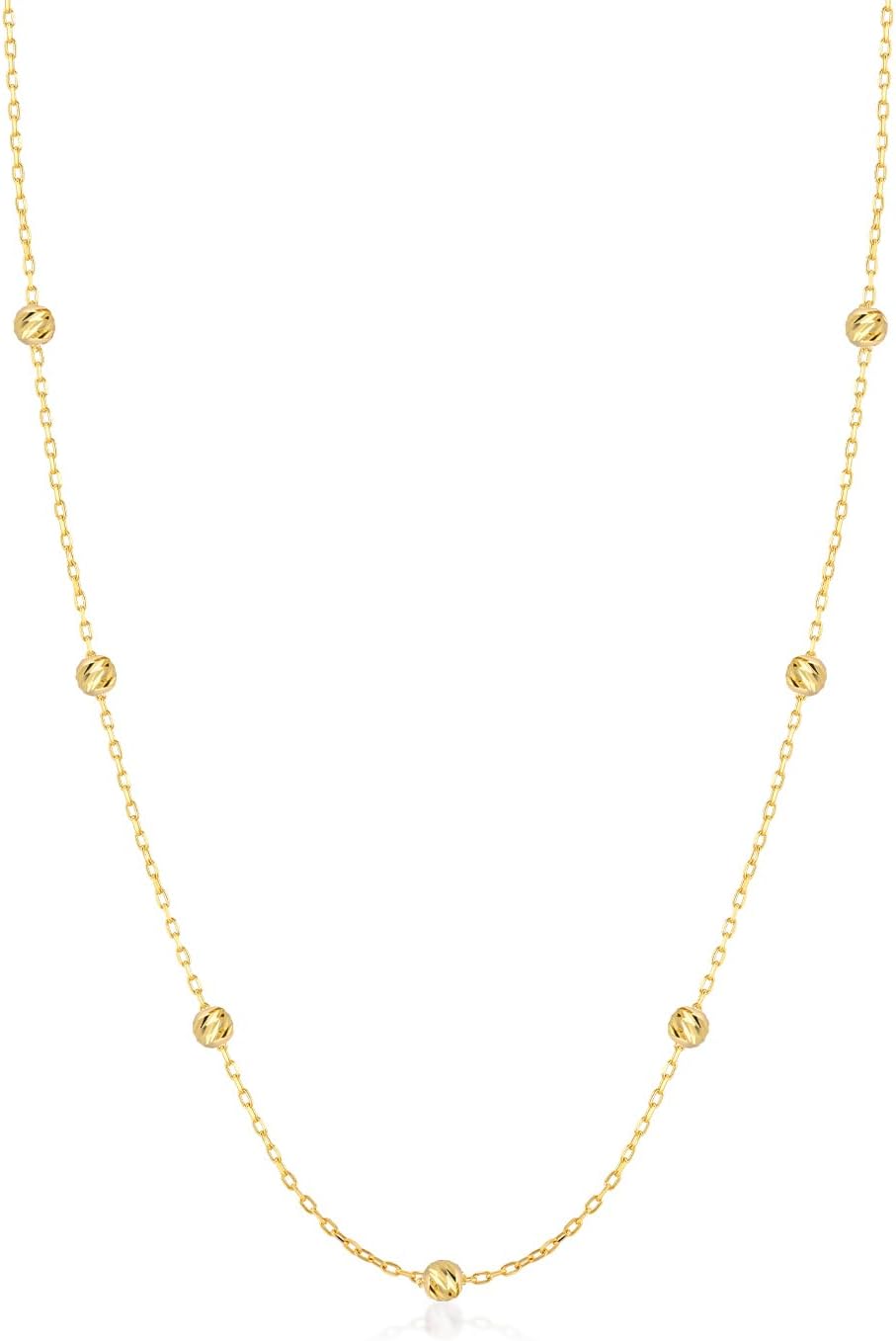 Gelin Bead Station Necklace 10K or 14K Solid Gold