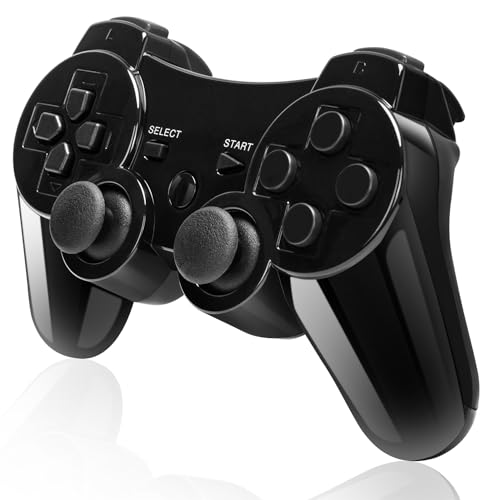 BLUELAKE performance Doppelter vibrierender Wireless Controller für PS3 mit Lade Kabe(Schwarz)