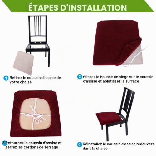 Homaxy Housse De Chaise, Housse de Chaise Universelle Lavables, Housse de Salle à Manger Universel, très Facile à Nettoyer et Durable, Facile à Installer (Beige, 2 pièces) – vue 6