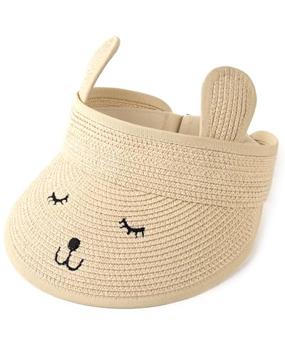 FURTALK Kids Toddler Straw Sun Visor Hat Wide Brim Beach Hat for Girls Boys