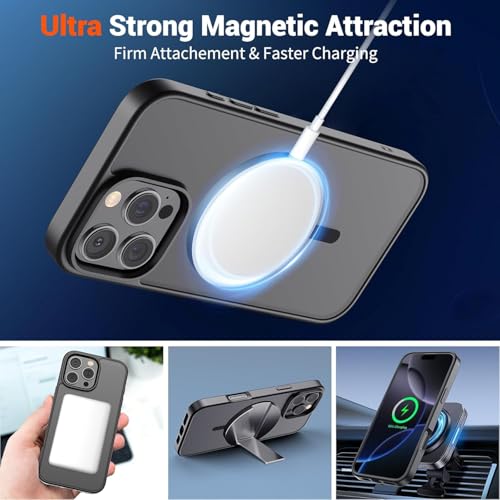 Image of iPhone 16 pro Max Magsafe Hard Back Case | Matte Design & 360 Protection | Military-Grade Apple iPhone 16 pro Max Cover | Strong Magnet Back - Black
