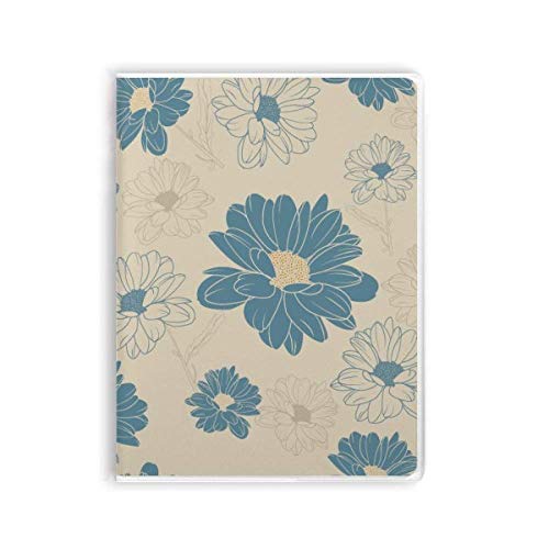 Carnet de notes haut de gamme souple chrysanthème floral bleu aux finitions soignées