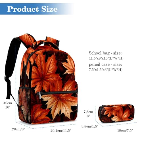 Cartable enfant ensemble avec motif feuilles d'érable pour école - 2