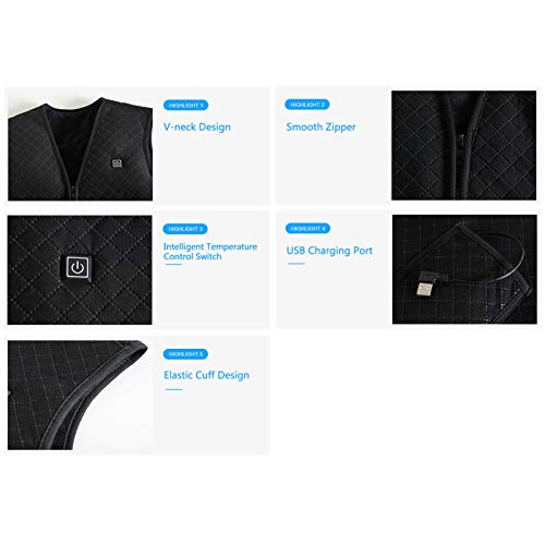 mewmewcat Colete de aquecimento Colete aquecido elétrico de carga USB Casaco aquecido roupas de aque