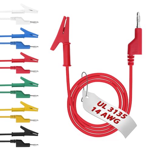 Image of 14 Gauge 6pcs3.3Ft 4MM Banana Plug to Alligator Clips UL3135,6 Colors Heavy Duty Silicone Test Leads Set Jumper Wires Kit for Testing