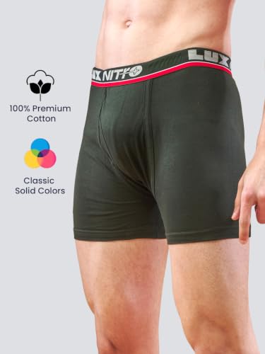 Image of Lux Nitro Men's Long Trunk | 100% Combed Cotton | Super Soft Outer Waistband | Breathable & Long-Lasting Comfort Pack of 2