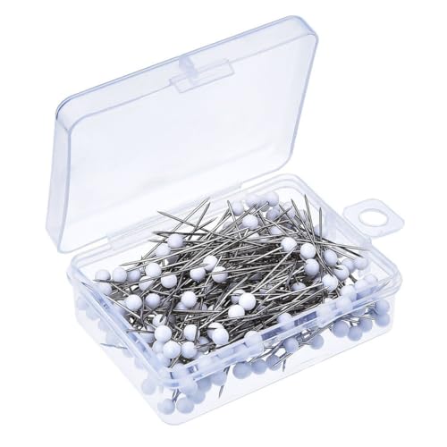TOPPERFUN 800pcs 38mm Glass Pearlized Head Ball Pins for Bead Embroidery Pearl Head Pin Embroidery 8 Colors Mixed Pack