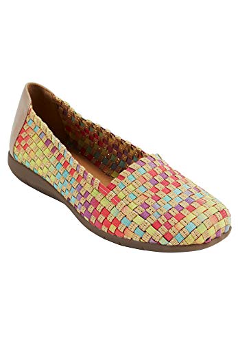 Comfortview Women's The Bethany Stretch Woven Slip On Flat - 9 M, Multi Pastel (Wide Widths Available)