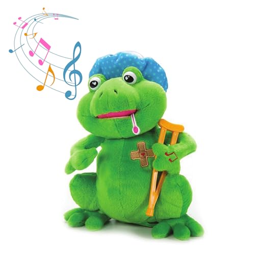 The Petting Zoo Feel Better Musical Frog Stuffed Animal Plushie, Gifts for Kids, Musical Animals, Get Well Soon Green Frog Plush Toy, 10 inches