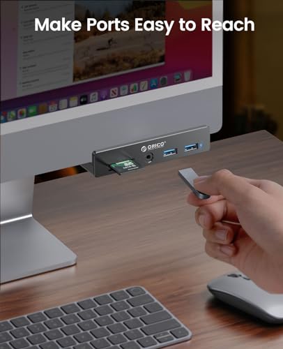 Hub USB 3.0, Hub USB a pinza con lettore di schede SD/TF, Splitter USB con 2 porte USB-A 3.0, audio da 3,5 mm, 5 Gbps, collegamento alimentazione 5V, per monitor, desktop - Hub USB - Immagine 8