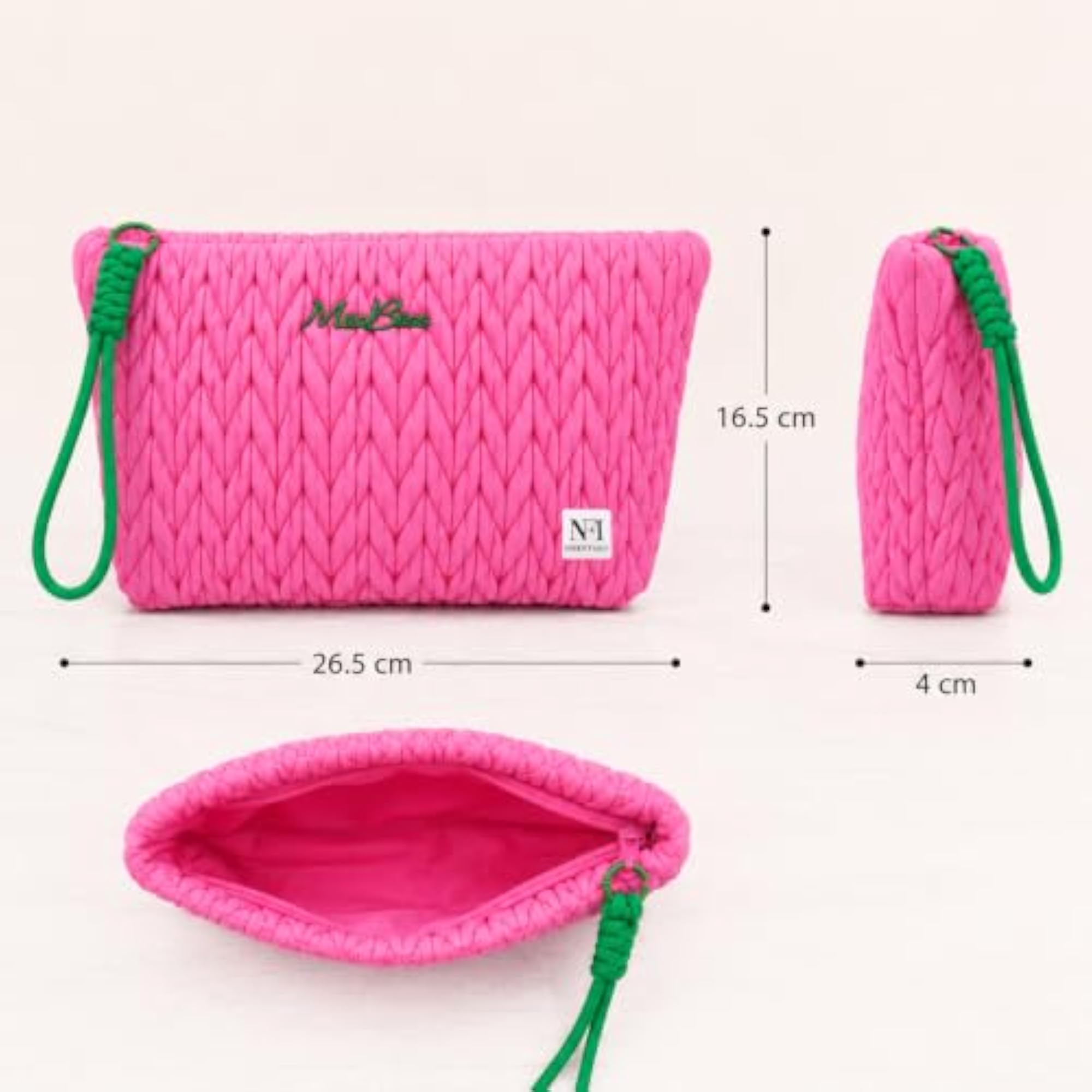 Women's Quilted Makeup Pouch with Wrist Strap