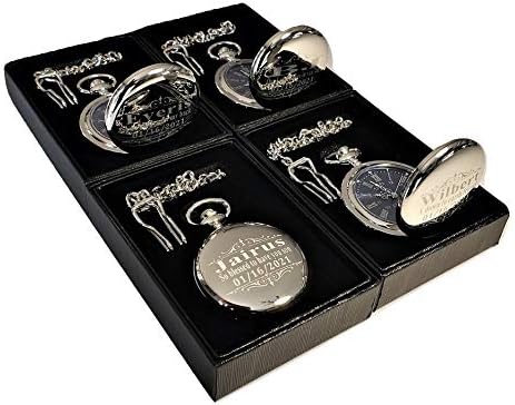 Miniatura 9 de Reloj de bolsillo personalizado, reloj de bolsillo personalizado grabado. Caja incluida, cadena de acero inoxidable y grabado incluido.