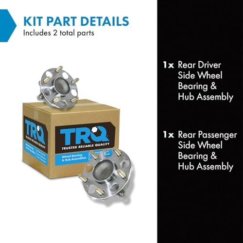 Image of TRQ Rear Driver and Passenger Side Wheel Bearing & Hub Assembly Set 2 Piece for 2004-2008 Acura TSX 2005-2007 Honda Accord Hybrid