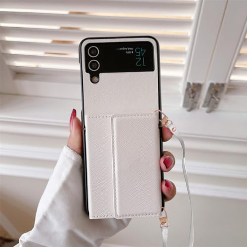 Étui en cuir blanc pour Samsung Galaxy Z Flip 5 4 3 la finesse d'une protection luxe à bandoulière