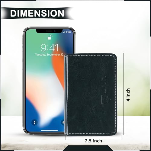 Image of JnD Notebook Card Holder Wallet - Slim, Multi-Functional, Premium Leather, RFID Blocking, Secure Closure, Compact, Durable, Stylish (Green)