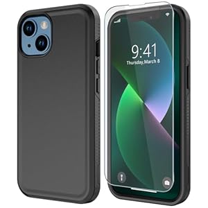 Diverbox for iPhone 13 case [Shockproof] [Dropproof] [Tempered Glass Screen Protector ],Heavy Duty Protection Phone Case Cover for Apple iPhone 13 (Black-2in1)
