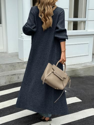 Image of Saodimallsu Womens Long Duster Cardigans Button Down Maxi Sweater Dress