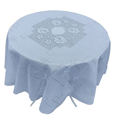 Toalha de Mesa de Fibra de Coco Redonda 4 Lugares 160 Diam. Cor:Branco