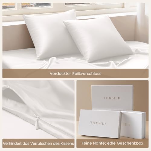 THXSILK 22 Momme Seide Kissenbezug - 100% Seide Kopfkissenbezug Sofakissenbezug Kinderwagen - Anti milben Reißverschluss Seidenkissenbezug… – Ansicht 5