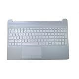 Replacement for HP 15-DW 15S-DU 15S-DY 15-DW0081WM HP 15-DW1081WM 15-DW1083WM 15-DW0083WM Laptop Upper Top Cover Case Palmrest Non-Backlit Keyboard Touchpad Assembly Part L52023-001 Sliver