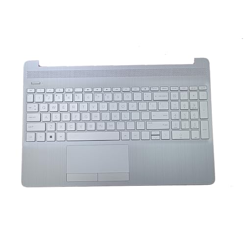 Replacement for HP 15-DW 15S-DU 15S-DY 15-DW0081WM HP 15-DW1081WM 15-DW1083WM 15-DW0083WM Laptop Upper Top Cover Case Palmrest Non-Backlit Keyboard Touchpad Assembly Part L52023-001 Sliver