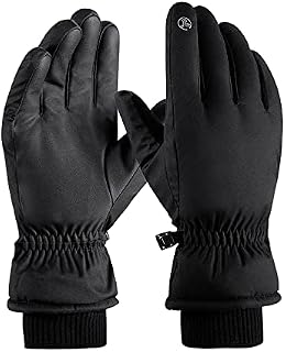 Winter Warm Gloves, Waterproof Thermal Running Skiing Cycling Gloves Touch Screen Anti-Slip, Windproof Black Gloves for Men Women Walking, Climbing Thermal Soft Warm FLeece Lining Stretchy Material