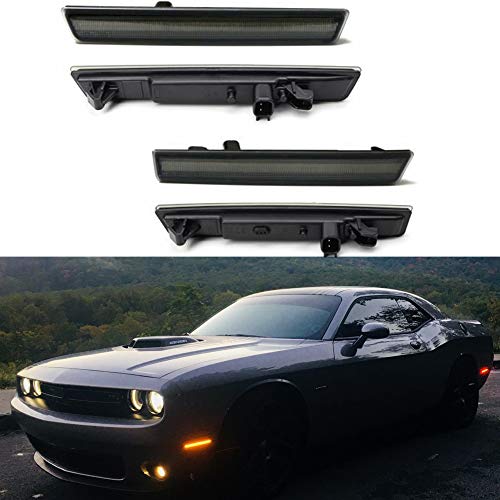 Amber Red LED Side Marker Light for Dodge Challenger 2015-2019 Smoke Lens Led Side Marker Lights Front & Rear Sit Car Led Side Marker Lamp Kit - Thumbnail 7