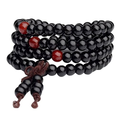 Shurhome Handgefertigte lange Holzperle mit tragbaren Designs, Dekoration für diejenigen, die Achtsamkeitspraktiken schätzen