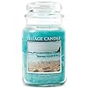 Village Candle Beachside Large Glass Apothecary Jar Scented Candle 2125 oz Light Blue