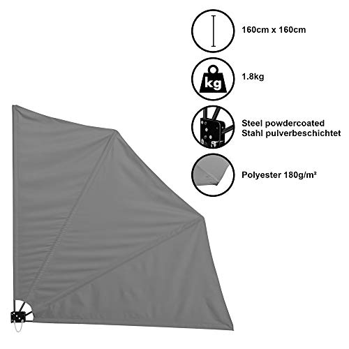 [casa.pro]balcon - store spécifique (gris)(160 x 160 cm) auvent de balcon / store latéral pliable /protection de balcon / protection contre les regards