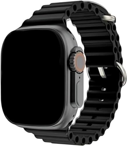 Image of Smartwatch with 49mm Display, Black Silicone Band, Compatible with iOS and Android for Men & Women