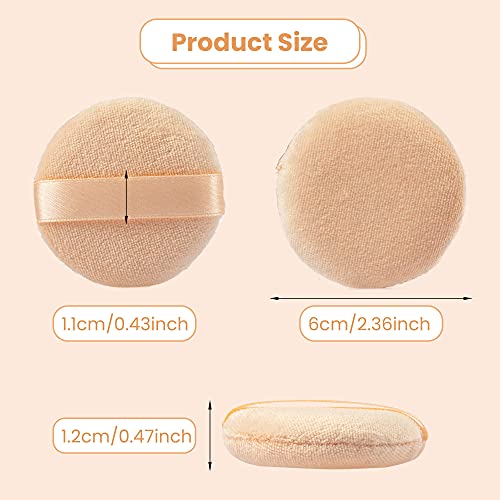 Yasuoa Cosmetic Powder Puff Pure Cotton Foundation Puffs Furry Soft Sponge Makeup Tool With Ribbon Hand Strap For Face Body Powder Skin Care Loose 2.36 Inch/2.76Inch/3.15Inch (Skin Color) #TOP2