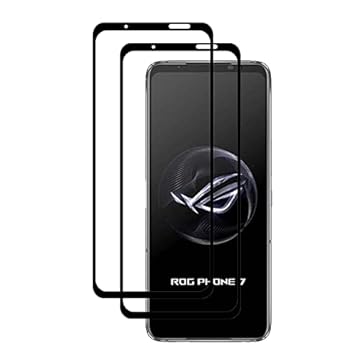 UPONEW Protetor de tela de vidro preto para ASUS Rog Phone 7 - [2 unidades] Protetor de tela de vidro temperado HD sem bolhas pretas para ASUS Rog Phone 7