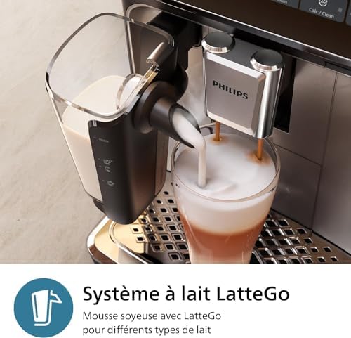 PHILIPS machine à café grain 3300, 6 boissons, LatteGo, Noir Chrome | Expresso broyeur avec écran tactile coloré, SilentBrew 40% plus silencieux, Broyeur 100% céramique, App HomeID (EP3347/90) - Image 5