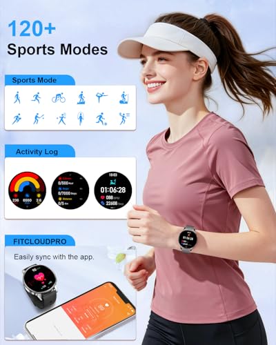 Image of Smart Watches for Women, 1.27 inch Fitness Watch with Bluetooth Make & Answer Calls,24H Heart Rate /SpO2 /Sleep Monitor,120+ Sport Modes IP68 Fitness Tracker Compatible with iOS & Android (4 Straps,Black)