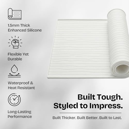 Image of 1 PC Washer and Dryer Topper Protector Mat 25 inchx25 inch, Laundry Washing Machine Top Cover Non-Slip, Waterproof, Silicone Large Washer and Dryer Covers for Top (White Opal)