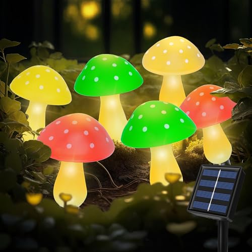 Ninonly Lampe Solaire Exterieur Jardin, 8 Modes Champignons Lampes Solaires, Décoration Jardin Extérieur Solaire Étanche, Lumière Solaire Deco pour Patio Cour Porche...