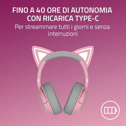 Kraken Kitty V2 BT - Auriculares RGB inalámbricos por Bluetooth con orejas de gatito (Bluetooth 5.2, Diafragmas TriForce de 40 mm, Construcción ligera de 325 g) Quartz Rosa - Cuffia gaming - Immagine 6