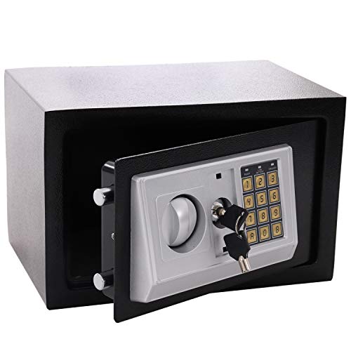 Panorama24 Tresor Safe mit Elektronik-Zahlenschloss 31x20x20cm LED-Anzeige Stahlbolzen, schwarz, inkl. 4 Batterien, Möbeltresor Wandtresor Wandsafe Home Cover