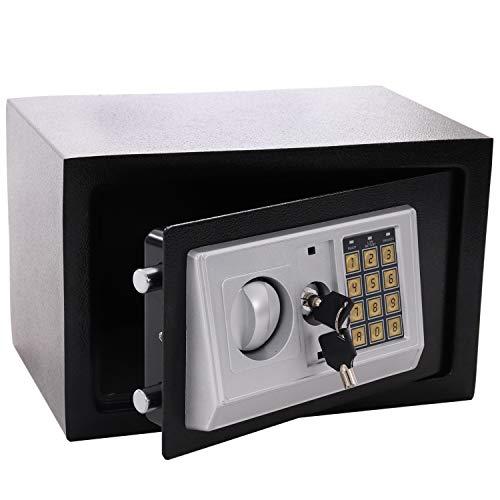 Panorama24 Tresor Safe mit Elektronik-Zahlenschloss 31x20x20cm LED-Anzeige Stahlbolzen, schwarz, inkl. 4 Batterien, Möbeltresor Wandtresor Wandsafe Home