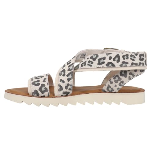 TOMS Womens Sidney Tread Snow Leopard Ankle Strap Casual Sandals Casual - Black, Off White - Size 7.5 B3