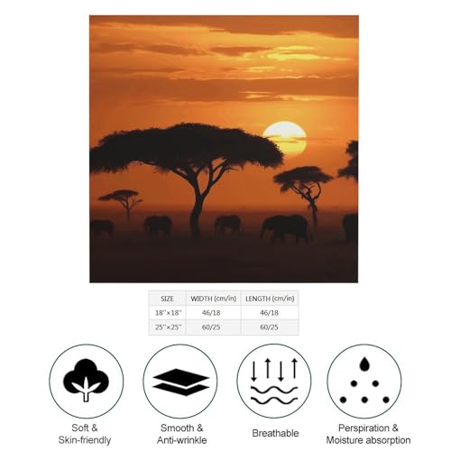Sunset African Savanna Silk Scarf Lightweight Square Satin Head Scarf Fashion Hair Scarves Accessories for Bag Neck Shawl2