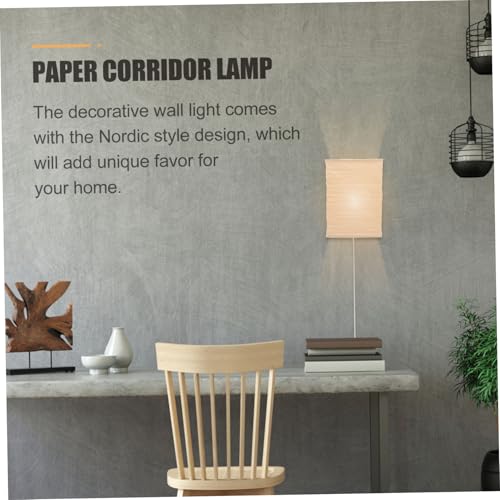 Aplique de pared de papel marrón E14 nórdico para iluminación de dormitorio 5