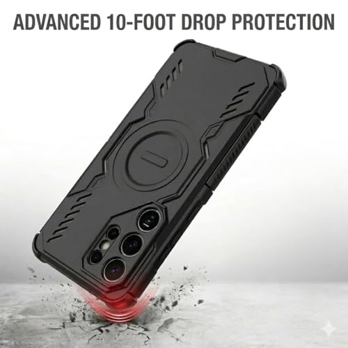 Image of ShieldTech Mobile Phone Case Cover for Samsung Galaxy S26 Ultra 5G | 360 Protection | Mag-Safe Compatible | Rugged Back Cover Case with Camera Protection for Galaxy S26 Ultra - Black TPU+PC