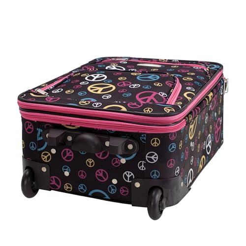 Image of Rockland Fashion Softside Upright Luggage Set,Expandable, Wheel, Telescopic Handle, Peace, 2-Piece (14 /19)