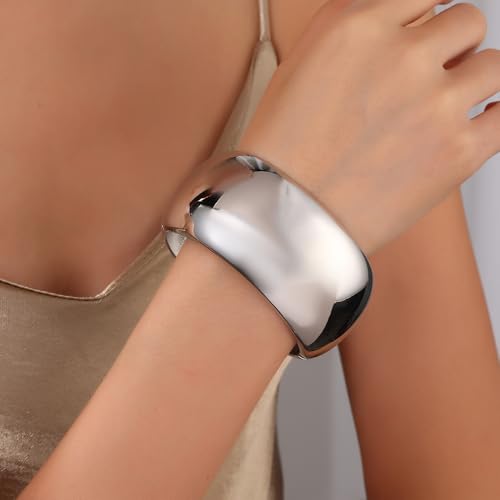 Chunky Gold Cuff Bangle Bracelets for Women - Gold Polished Trendy Twisted Hinged Cuff Open Wide Waterdrop Bangle Chunky Gold Bracelet Minimalist Bangle Jewelry Gift2