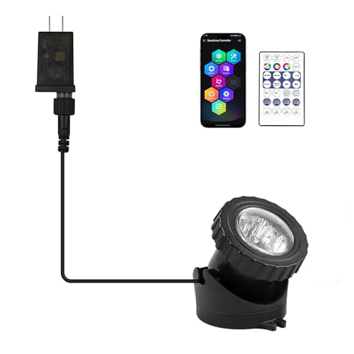 CREPOW RGB Underwater Pond Lights Super Bright LED Submersible Fountain Lights Colored Landscape Spotlights Bluetooth APP Control IP68 Waterproof for Fish Aquarium Tank Garden Yard Pool(Set of 1)