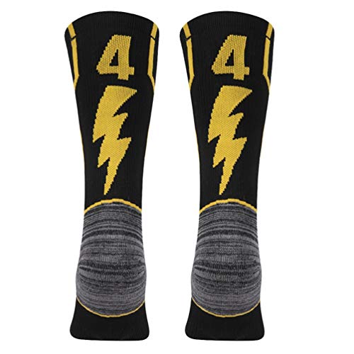 KitNSox Football Socks for Women, Custom Sport Soccer Baseball Mid Calf ID Socks Black 1 Pair